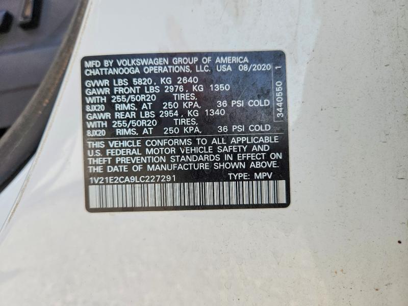 Aukcja sprzedaży 2020 Volkswagen Atlas Cross Sport, vin: 1V21E2CA9LC227291, numer aukcji: 64735936