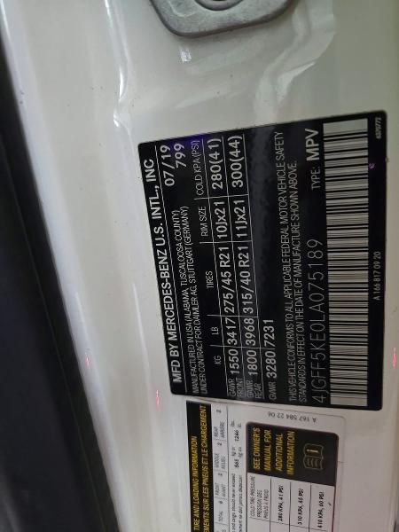 Aukcja sprzedaży 2020 Mercedes-benz Gls, vin: 4JGFF5KE0LA75189, numer aukcji: 66055826