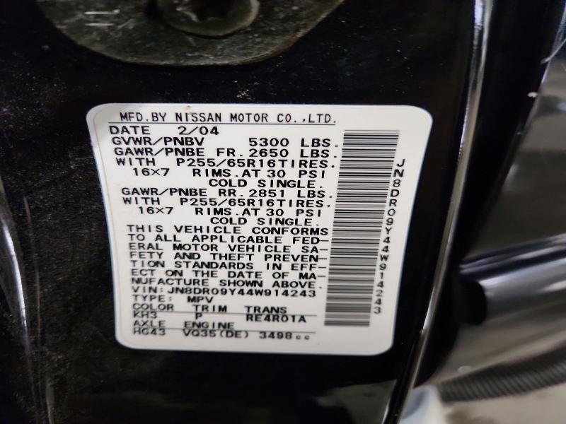 Aukcja sprzedaży 2004 Nissan Pathfinder, vin: JN8DR09Y44W914243, numer aukcji: 64769436