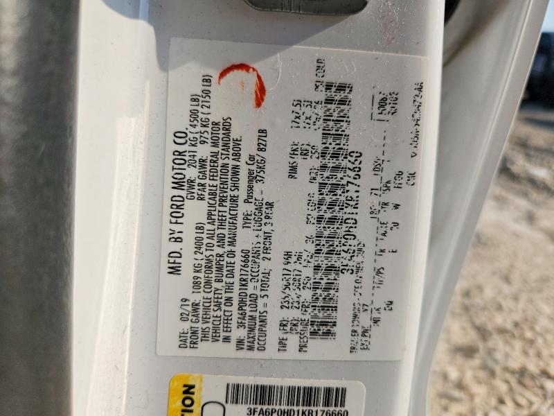 Aukcja sprzedaży 2019 Ford Fusion, vin: 3FA6P0HD1KR176660, numer aukcji: 62616456