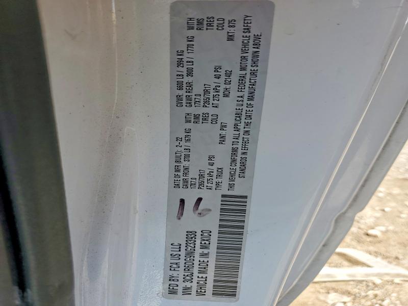 2022 Ram 1500 Classic მანქანა იყიდება აუქციონზე, vin: 3C6JR6DG9NG233938, აუქციონის ნომერი: 64313346