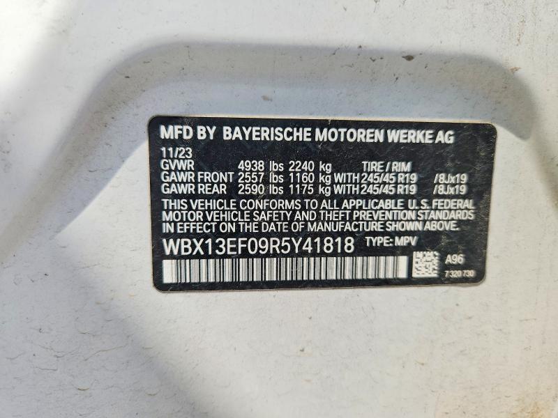 2024 Bmw X1 მანქანა იყიდება აუქციონზე, vin: WBX13EF09R5Y41818, აუქციონის ნომერი: 66712576