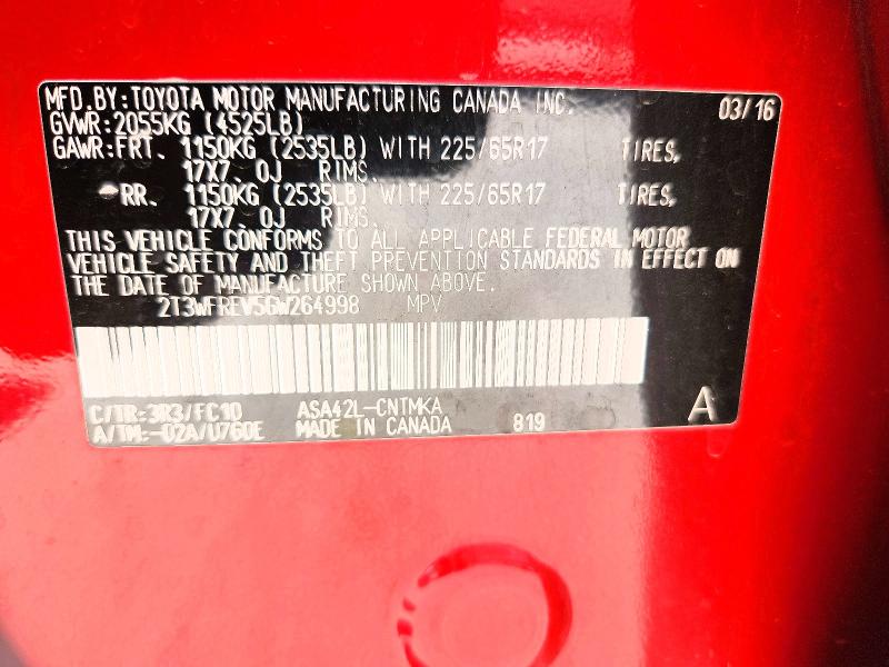 Aukcja sprzedaży 2016 Toyota Rav4, vin: 2T3WFREV5GW264998, numer aukcji: 64962816