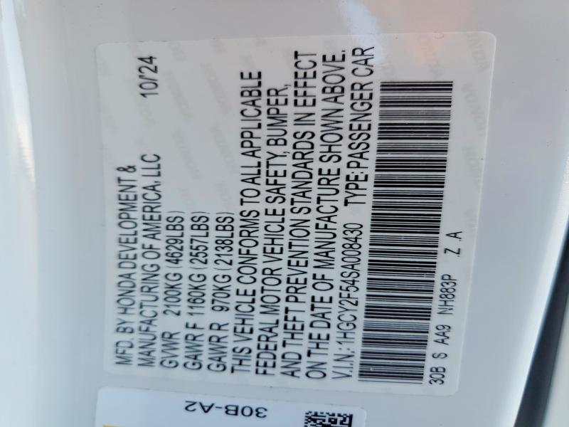 Продажа на аукционе авто 2025 Honda Accord, vin: 1HGCY2F54SA008430, номер лота: 63949486