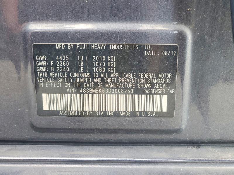 63810476 :رقم المزاد ، 4S3BMBK63D3008253 vin ، 2013 Subaru Legacy مزاد بيع