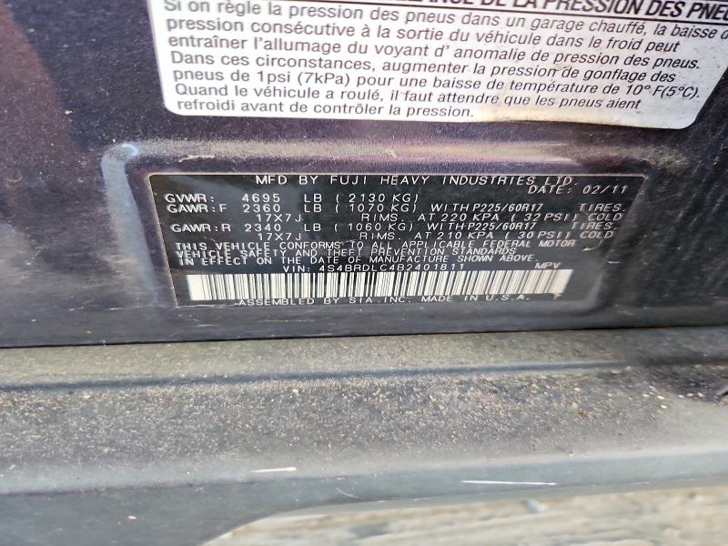 65903616 :رقم المزاد ، 4S4BRDLC4B2401811 vin ، 2011 Subaru Outback مزاد بيع