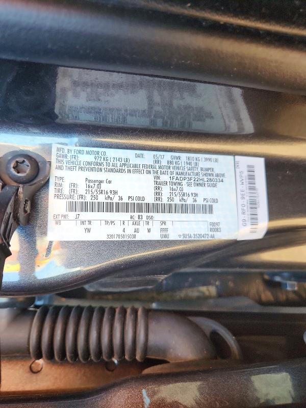 Продаж на аукціоні авто 2017 Ford Focus, vin: 1FADP3F22HL280334, номер лоту: 63014766