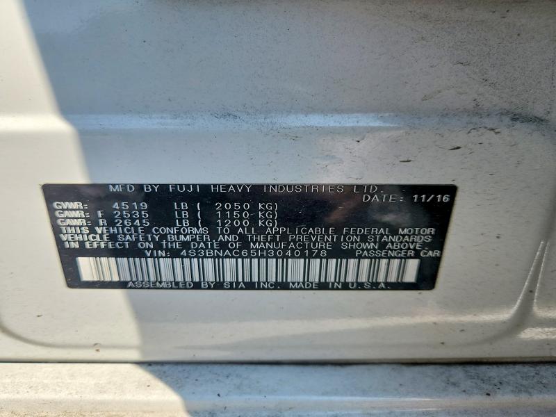 Aukcja sprzedaży 2017 Subaru Legacy, vin: 4S3BNAC65H3040178, numer aukcji: 64738496