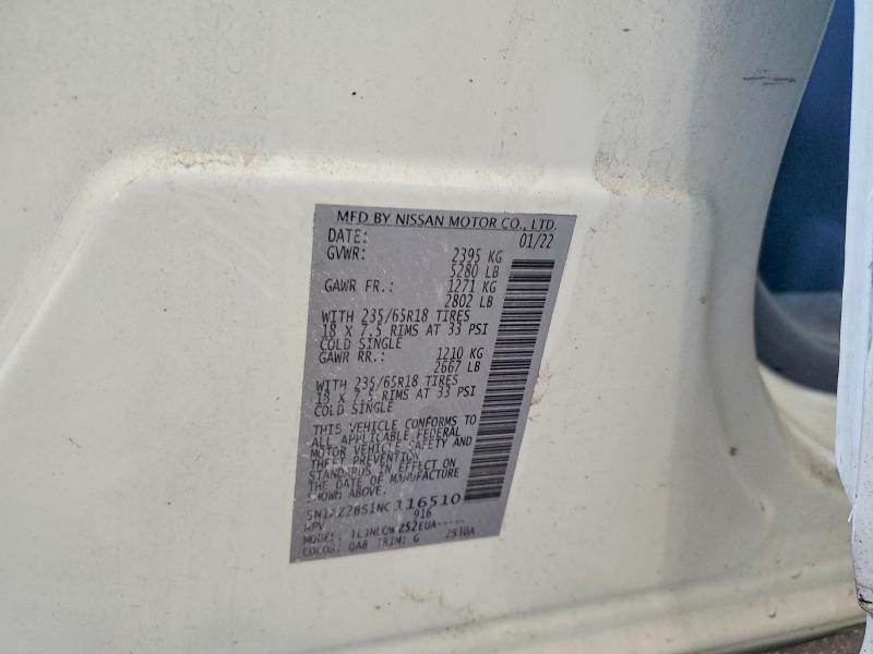 2022 Nissan Murano მანქანა იყიდება აუქციონზე, vin: 5N1AZ2BS1NC116510, აუქციონის ნომერი: 71436206