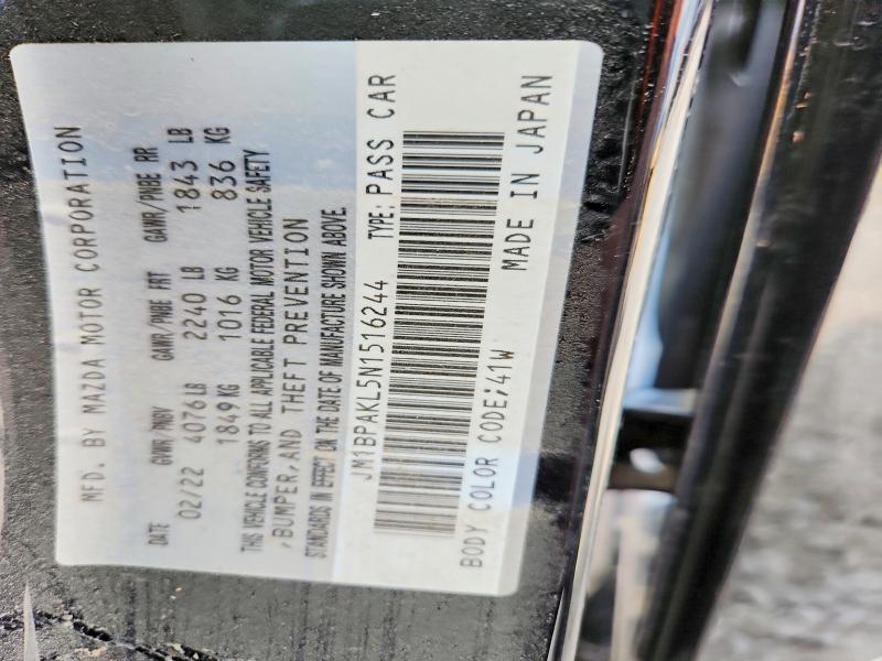 66888576 :رقم المزاد ، JM1BPAKL5N1516244 vin ، 2022 Mazda 3 مزاد بيع