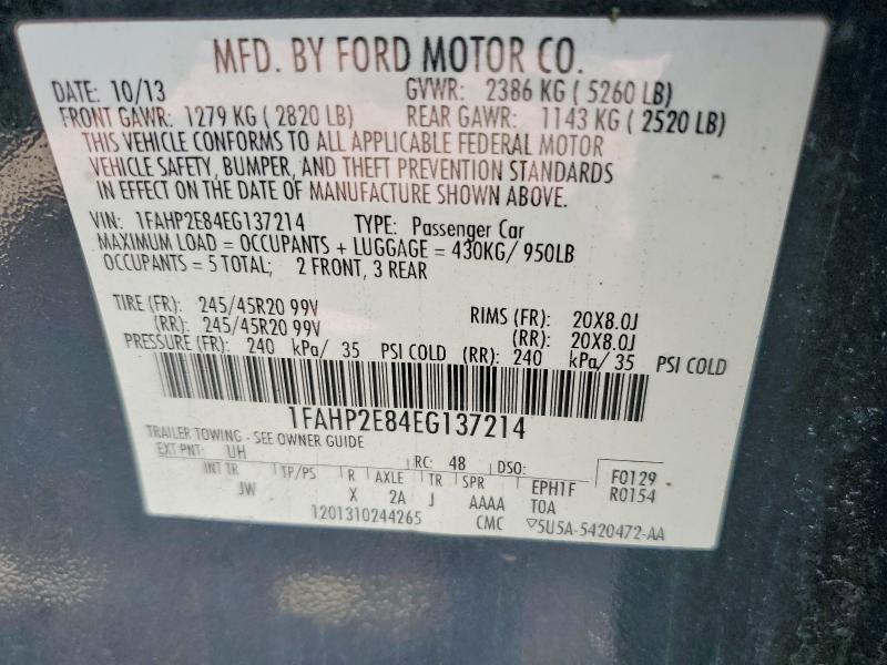 63199576 :رقم المزاد ، 1FAHP2E84EG137214 vin ، 2014 Ford Taurus مزاد بيع