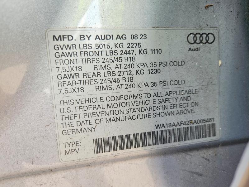 2024 Audi A4 Allroad მანქანა იყიდება აუქციონზე, vin: WA18AAF42RA005461, აუქციონის ნომერი: 66516546