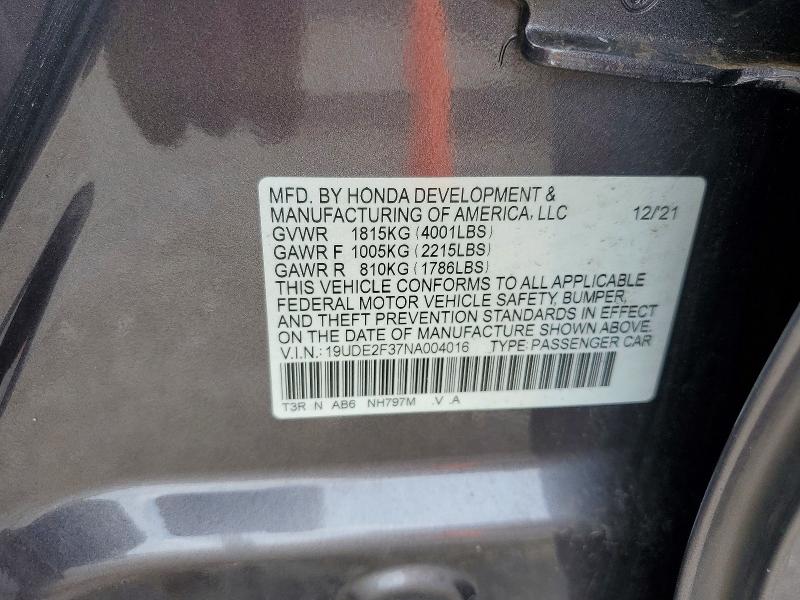 2022 Acura Ilx მანქანა იყიდება აუქციონზე, vin: 19UDE2F37NA004016, აუქციონის ნომერი: 64548386