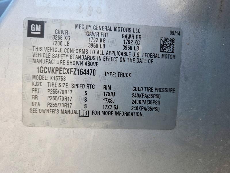 Продаж на аукціоні авто 2015 Chevrolet Silverado, vin: 1GCVKPECXFZ164470, номер лоту: 66957416