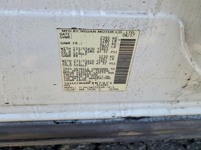 65619466 :رقم المزاد ، 5N1AZ2MH6HN187471 vin ، 2017 Nissan Murano مزاد بيع