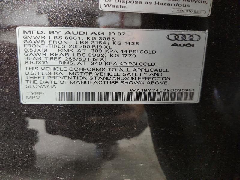 Продажа на аукционе авто 2008 Audi Q7, vin: WA1BY74L78D030951, номер лота: 66997016