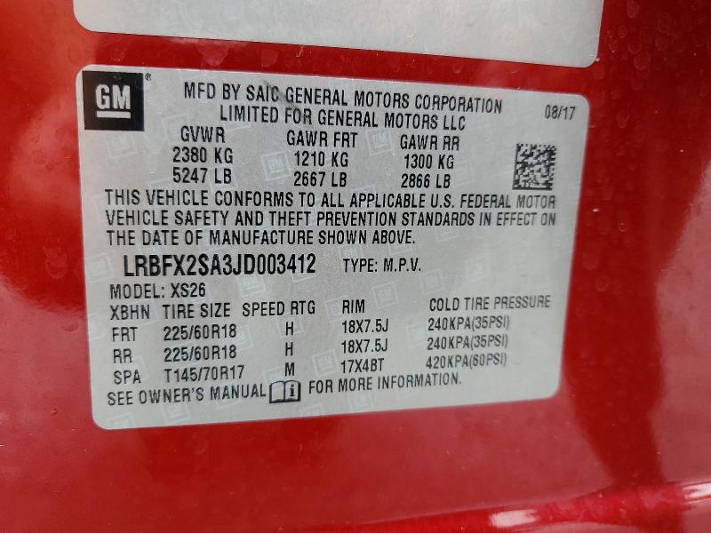 Продаж на аукціоні авто 2018 Buick Envision, vin: LRBFX2SA3JD003412, номер лоту: 64054966