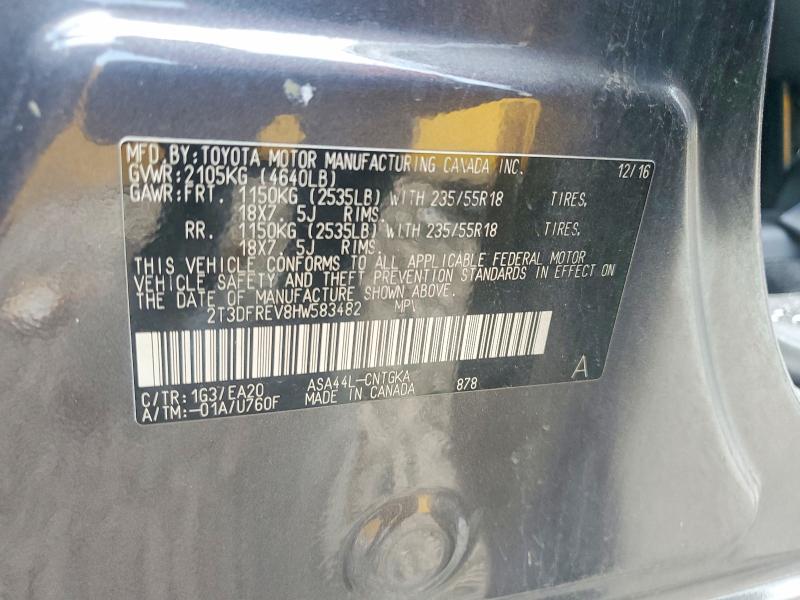 2017 Toyota Rav4 მანქანა იყიდება აუქციონზე, vin: 2T3DFREV8HW583482, აუქციონის ნომერი: 63866836