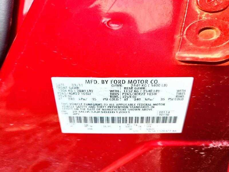 Продаж на аукціоні авто 2011 Ford Edge, vin: 2FMDK3AK9BBB12001, номер лоту: 63753096