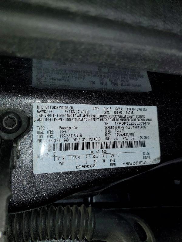 Продажа на аукционе авто 2018 Ford Focus, vin: 1FADP3E20JL309479, номер лота: 65073996