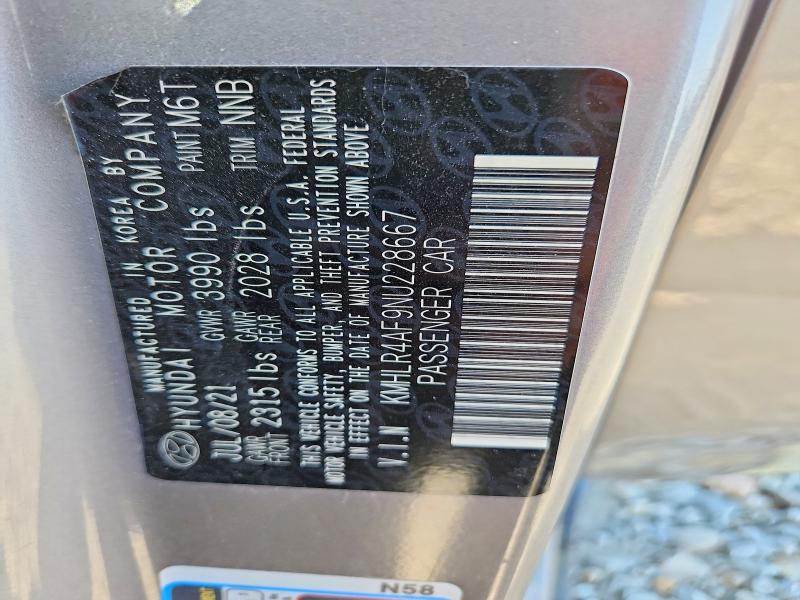 65756536 :رقم المزاد ، KMHLR4AF9NU228667 vin ، 2022 Hyundai Elantra مزاد بيع