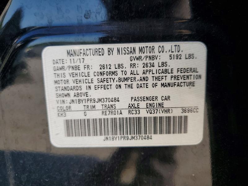 64671156 :رقم المزاد ، JN1BY1PR9JM370484 vin ، 2018 Infiniti Q70l مزاد بيع