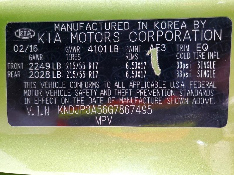 Aukcja sprzedaży 2016 Kia Soul, vin: KNDJP3A56G7867495, numer aukcji: 64632296