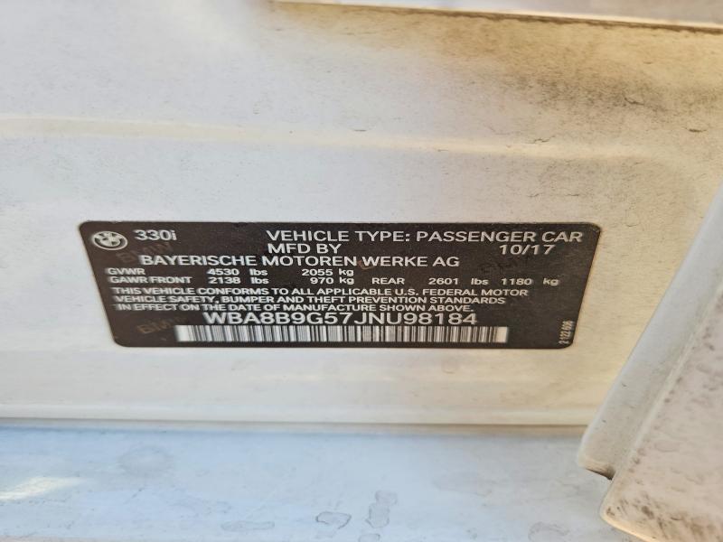 66122586 :رقم المزاد ، WBA8B9G57JNU98184 vin ، 2018 Bmw 330 مزاد بيع