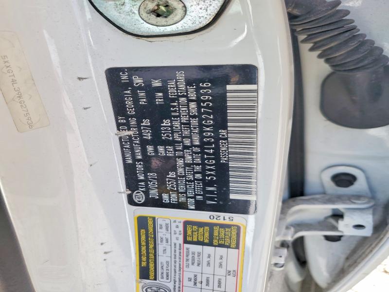 65491746 :رقم المزاد ، 5XXGT4L39KG275936 vin ، 2019 Kia Optima مزاد بيع