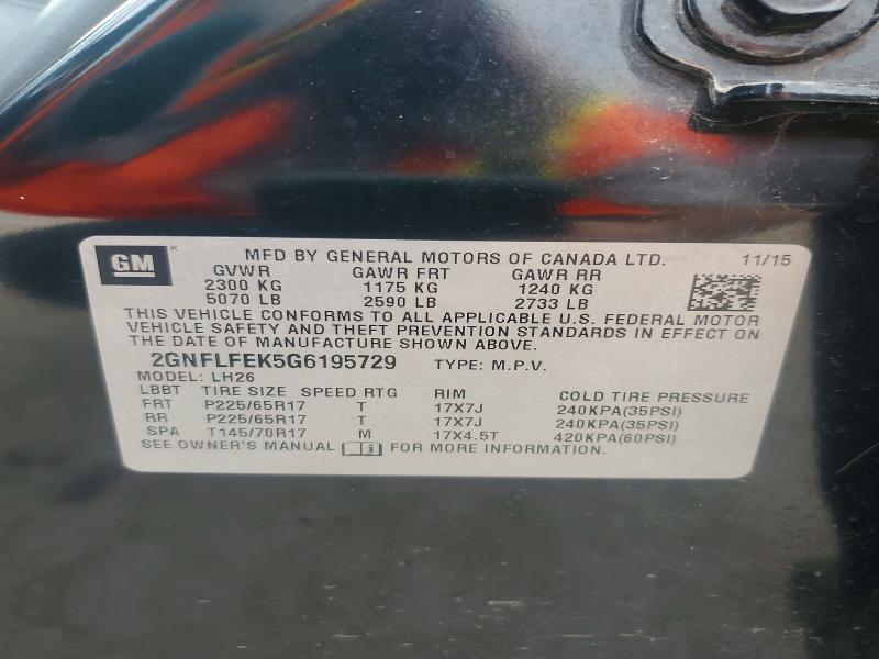 2016 Chevrolet Equinox მანქანა იყიდება აუქციონზე, vin: 2GNFLFEK5G6195729, აუქციონის ნომერი: 63246506