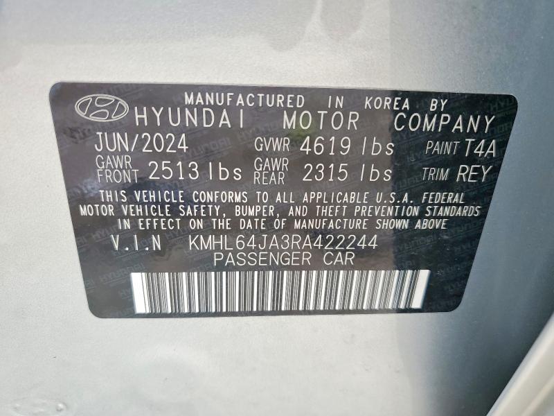 64030496 :رقم المزاد ، KMHL64JA3RA422244 vin ، 2024 Hyundai Sonata مزاد بيع