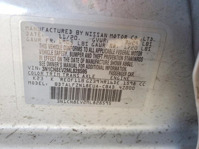 66308156 :رقم المزاد ، 3N1CN8EV2ML828595 vin ، 2021 Nissan Versa مزاد بيع