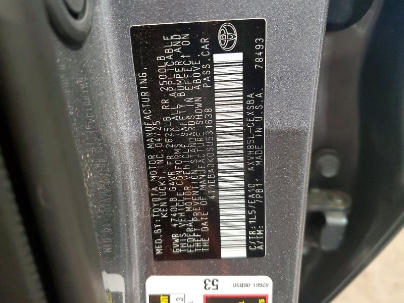 2025 Toyota Camry მანქანა იყიდება აუქციონზე, vin: 4T1DBADK0SU531638, აუქციონის ნომერი: 65681106