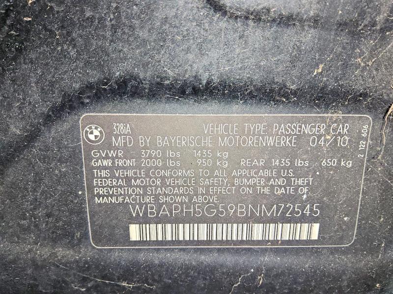 65819466 :رقم المزاد ، WBAPH5G59BNM72545 vin ، 2011 Bmw 328 مزاد بيع