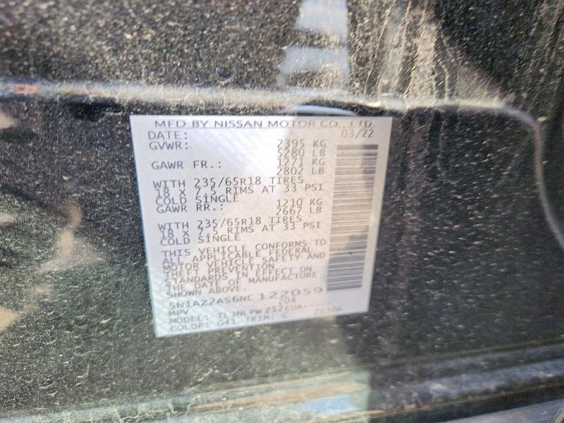 Продажа на аукционе авто 2022 Nissan Murano, vin: 5N1AZ2AS6NC122059, номер лота: 66530336