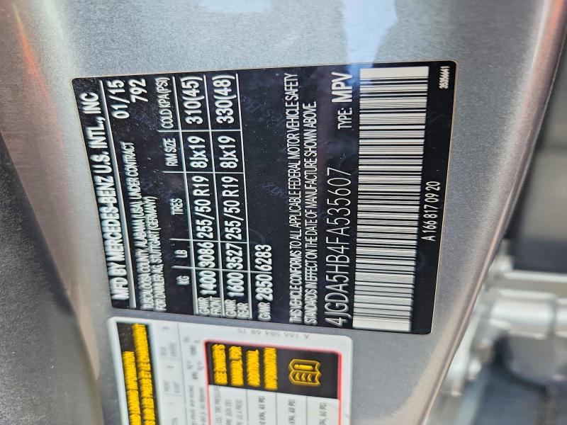 Aukcja sprzedaży 2015 Mercedes-benz Ml, vin: 4JGDA5HB4FA535607, numer aukcji: 66477356