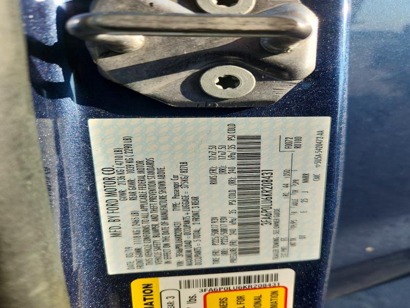 Aukcja sprzedaży 2019 Ford Fusion, vin: 3FA6P0LU6KR208431, numer aukcji: 66790746