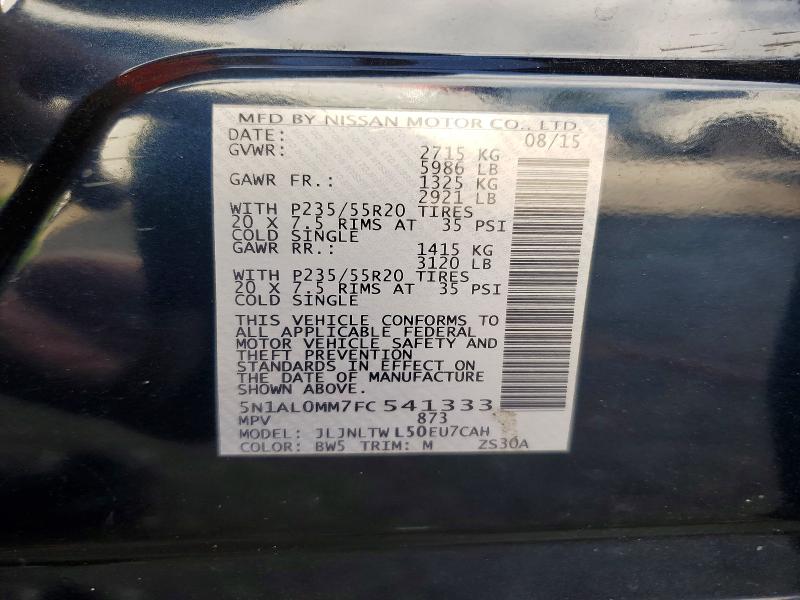 2015 Infiniti Qx60 მანქანა იყიდება აუქციონზე, vin: 5N1AL0MM7FC541333, აუქციონის ნომერი: 66810506
