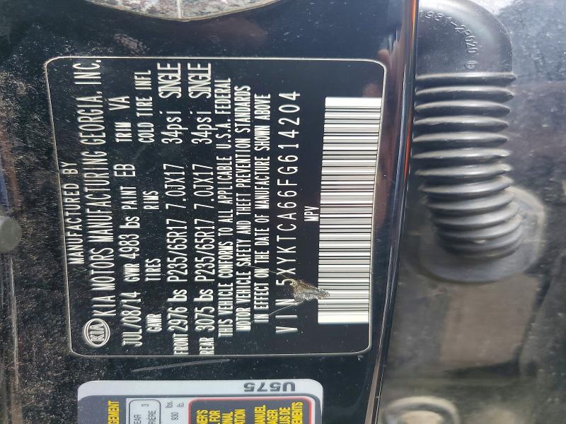 66715336 :رقم المزاد ، 5XYKTCA66FG614204 vin ، 2015 Kia Sorento مزاد بيع