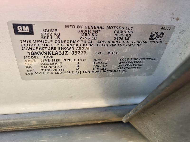 Продаж на аукціоні авто 2018 Gmc Acadia, vin: 1GKKNKLA5JZ138273, номер лоту: 64535316