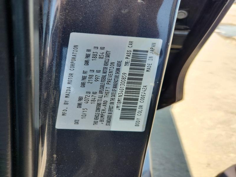 2016 Mazda 3 მანქანა იყიდება აუქციონზე, vin: JM1BM1N34G1300859, აუქციონის ნომერი: 63925186