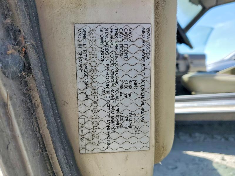 64672716 :رقم المزاد ، WBAEC8400F0610427 vin ، 1985 Bmw 635 مزاد بيع