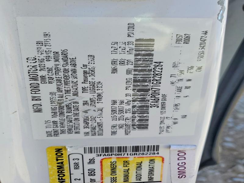 2016 Ford Fusion მანქანა იყიდება აუქციონზე, vin: 3FA6P0H71GR282284, აუქციონის ნომერი: 66945766