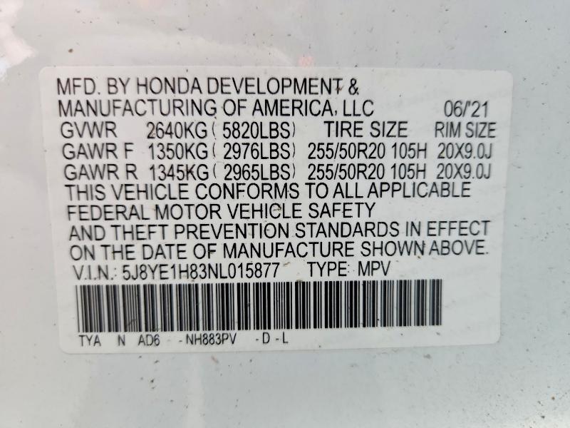 63044216 :رقم المزاد ، 5J8YE1H83NL015877 vin ، 2022 Acura Mdx مزاد بيع