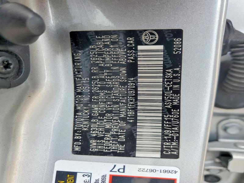 Aukcja sprzedaży 2015 Toyota Camry, vin: 4T1BF1FK3FU970914, numer aukcji: 64564256