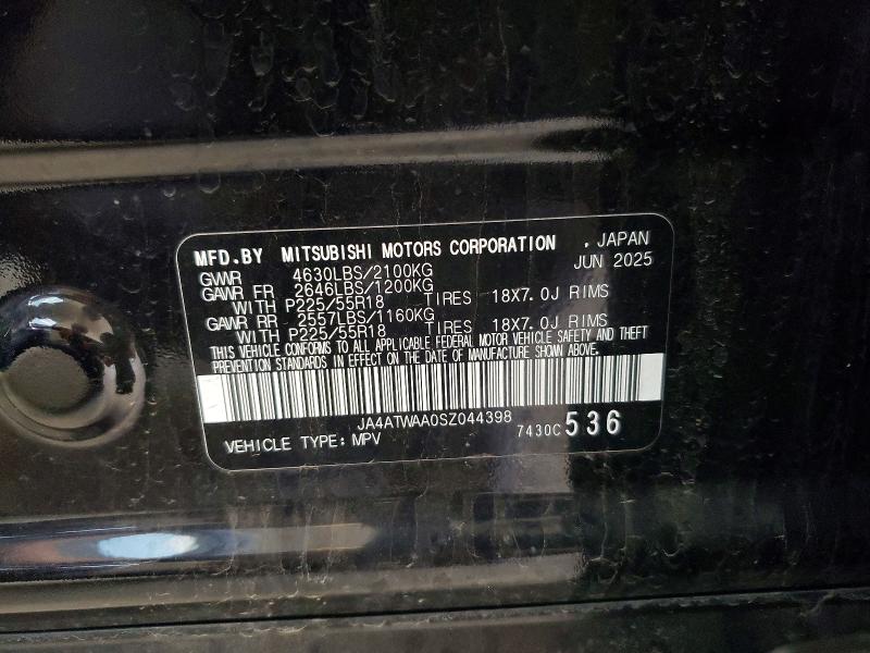 2025 Mitsubishi Eclipse Cross მანქანა იყიდება აუქციონზე, vin: JA4ATWAA0SZ044398, აუქციონის ნომერი: 64828106