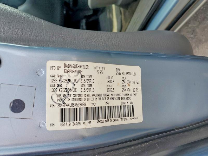 Auction sale of the 2005 Dodge Grand Caravan, vin: 2D4GP44L85R529038, lot number: 63887366