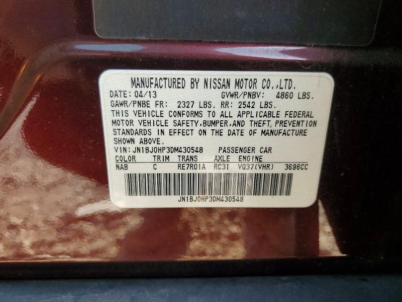 Aukcja sprzedaży 2013 Infiniti Ex37, vin: JN1BJ0HP3DM430548, numer aukcji: 64037456