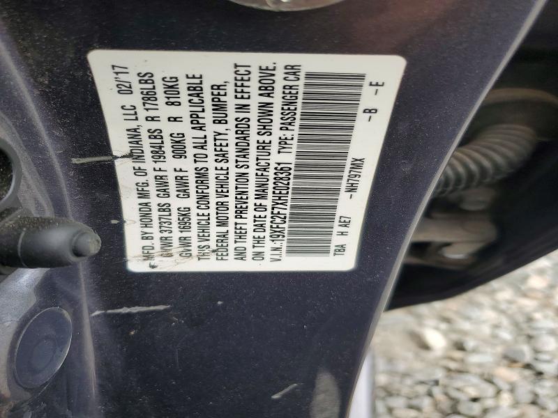 Aukcja sprzedaży 2017 Honda Civic, vin: 19XFC2F7XHE028361, numer aukcji: 65957856