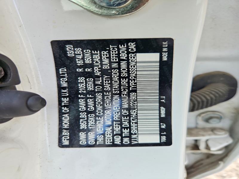 Aukcja sprzedaży 2020 Honda Civic, vin: SHHFK7H45LU221909, numer aukcji: 64110786